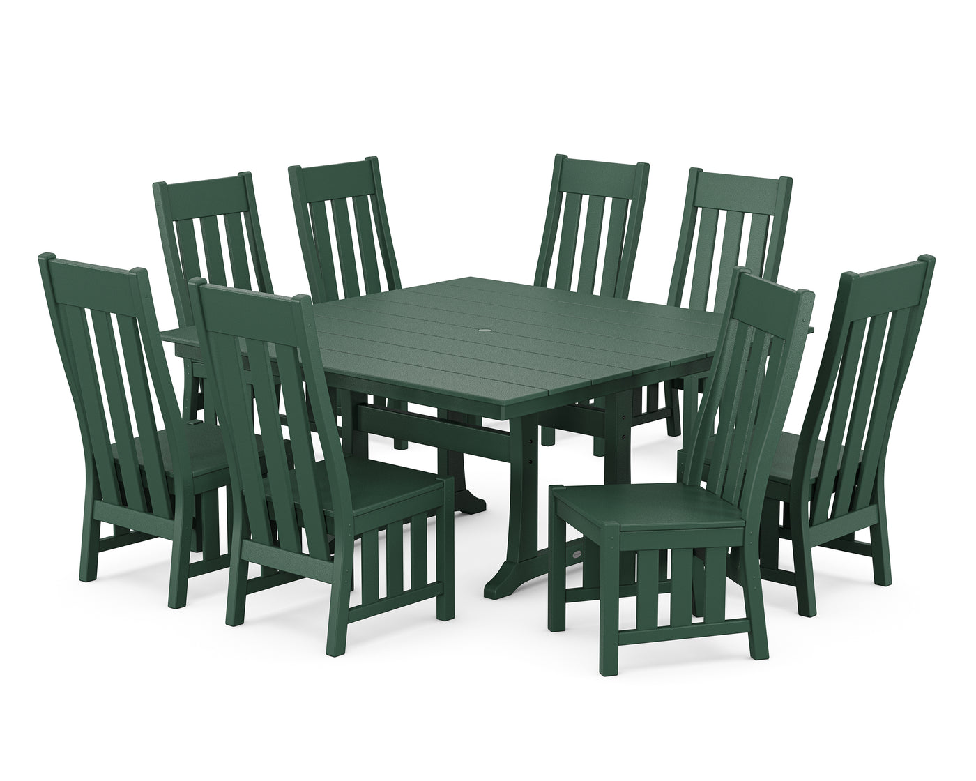 Acadia Side Chair 9-Piece Square Farmhouse Dining Set with Trestle Legs