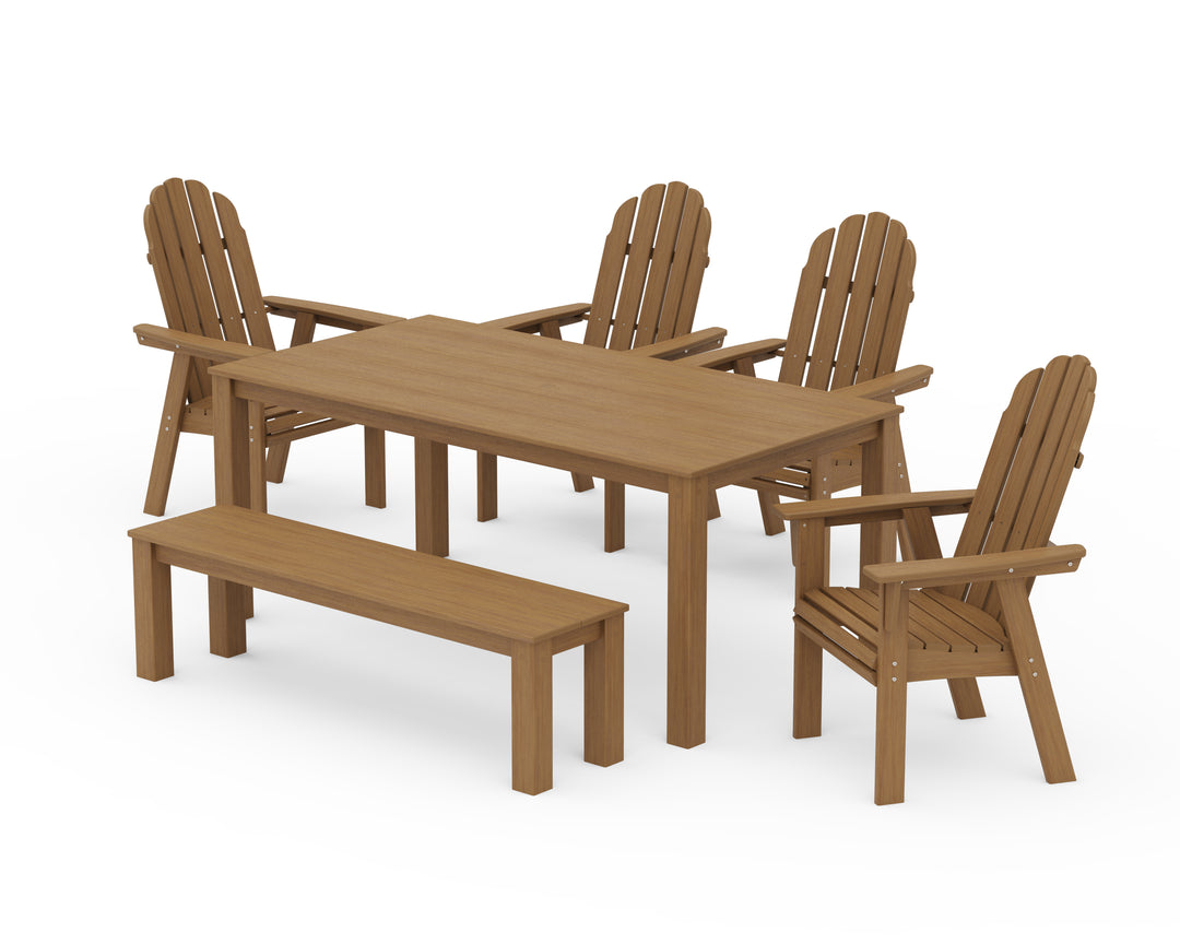 POLYWOOD® Vineyard Curveback Adirondack 6-Piece Parsons Dining Set with Bench