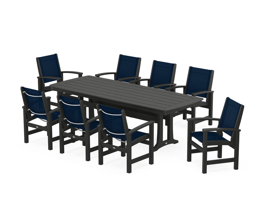 POLYWOOD® Coastal 9-Piece Dining Set with Trestle Legs