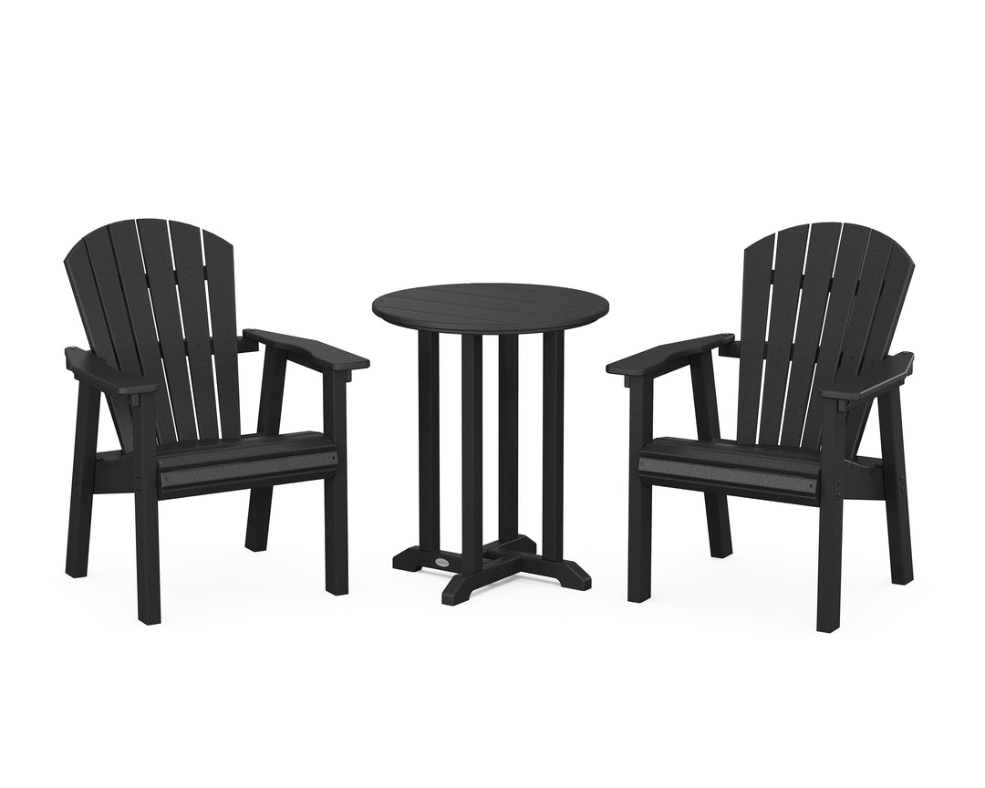 POLYWOOD® Seashell 3-Piece Round Farmhouse Bistro Dining Set