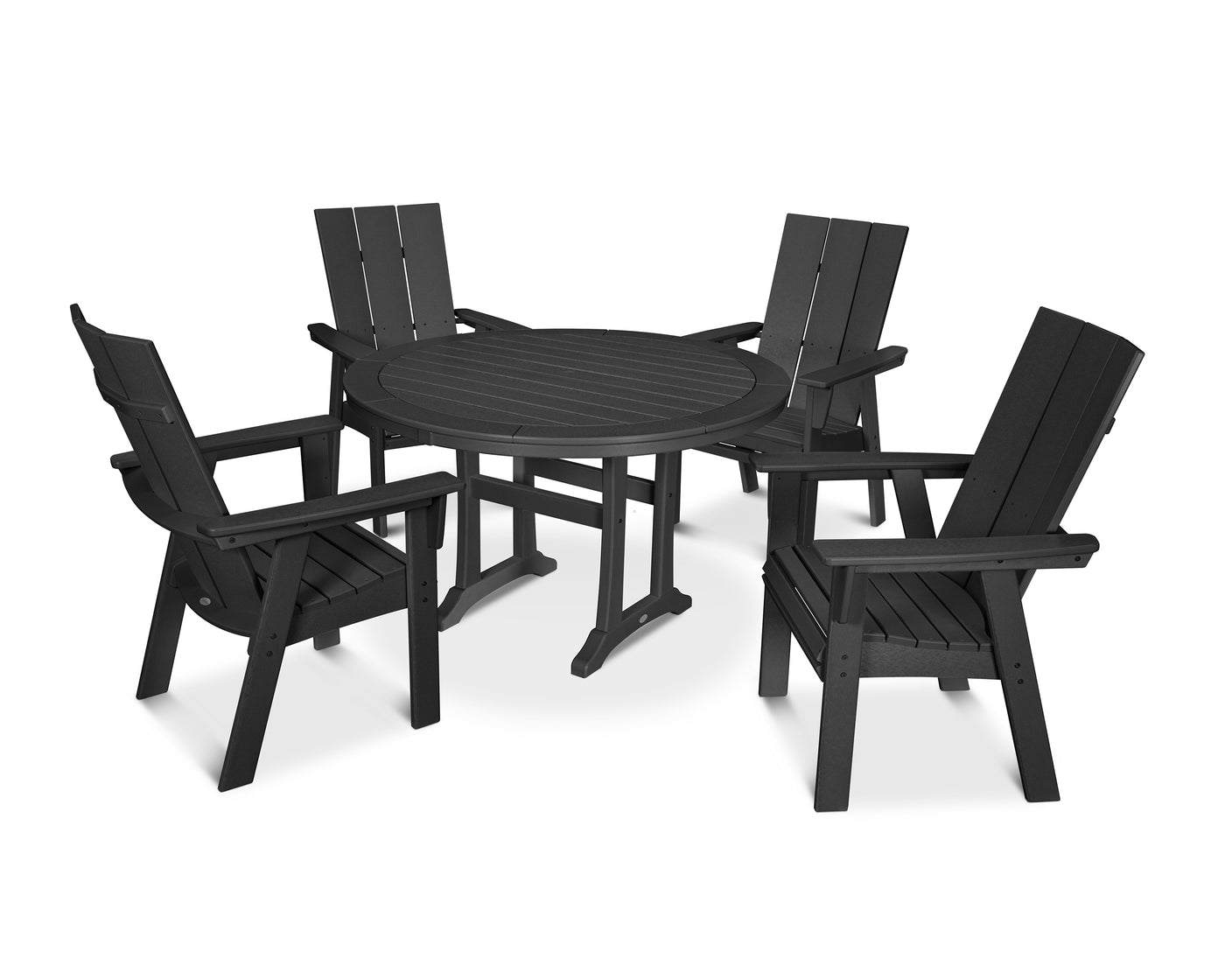 Modern Curveback Adirondack 5-Piece Nautical Trestle Dining Set