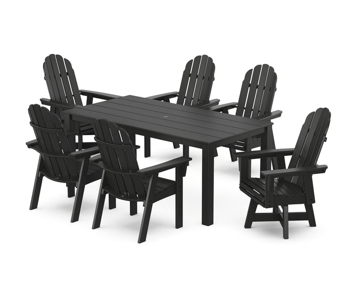 POLYWOOD® Vineyard Curveback Adirondack 7-Piece Parsons Swivel Dining Set