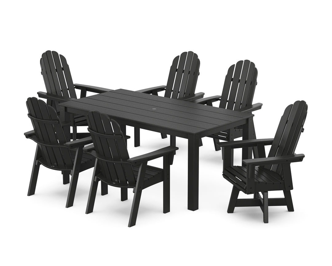 POLYWOOD® Vineyard Curveback Adirondack 7-Piece Parsons Swivel Dining Set