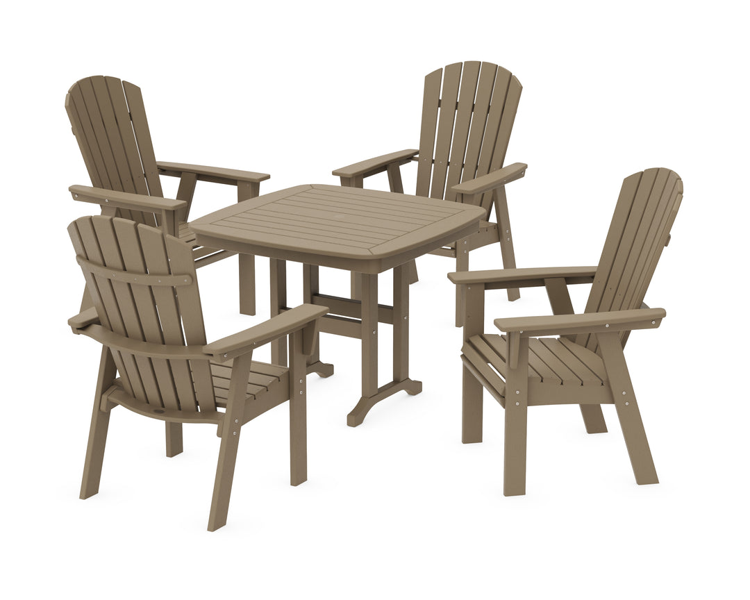 POLYWOOD® Nautical Curveback Adirondack 5-Piece Dining Set with Square Dining Table