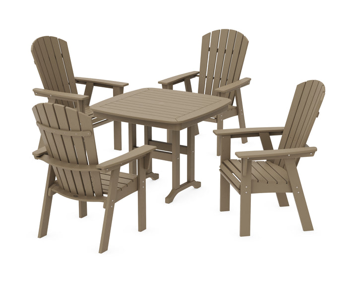 POLYWOOD® Nautical Curveback Adirondack 5-Piece Dining Set with Square Dining Table