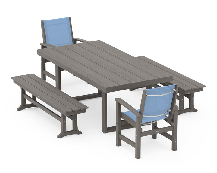 POLYWOOD® Coastal 5-Piece Dining Set with Trestle Legs