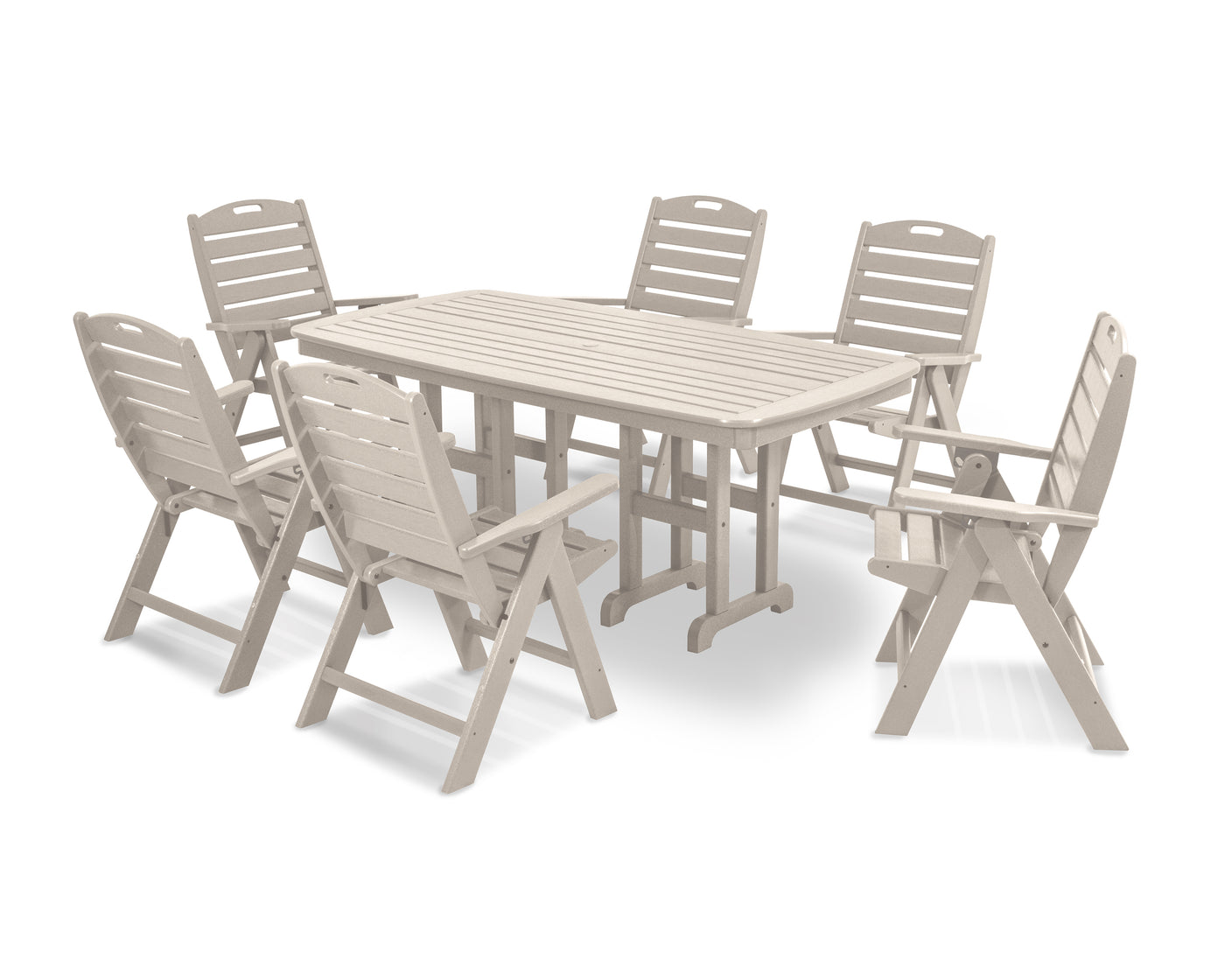 Nautical Folding Highback Chair 7-Piece Dining Set