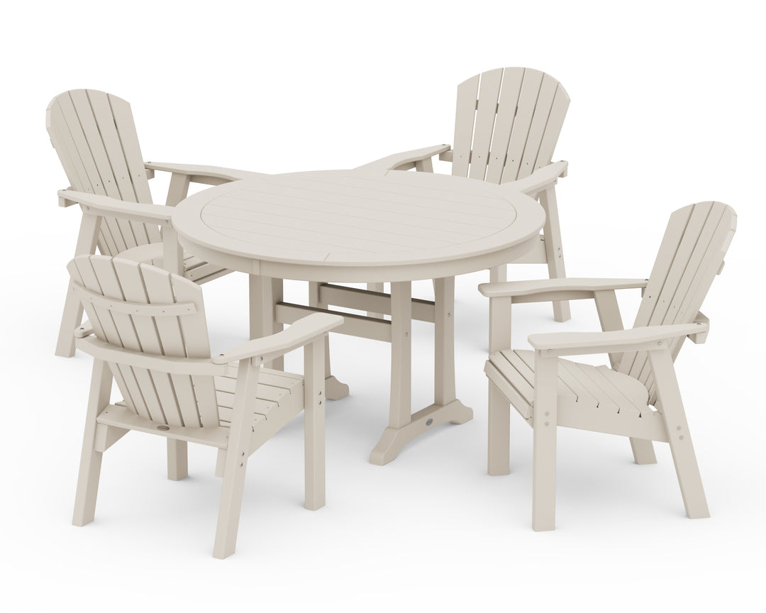 POLYWOOD® Seashell 5-Piece Round Dining Set with Trestle Legs