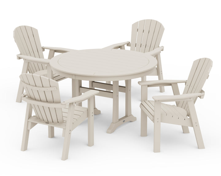 POLYWOOD® Seashell 5-Piece Round Dining Set with Trestle Legs