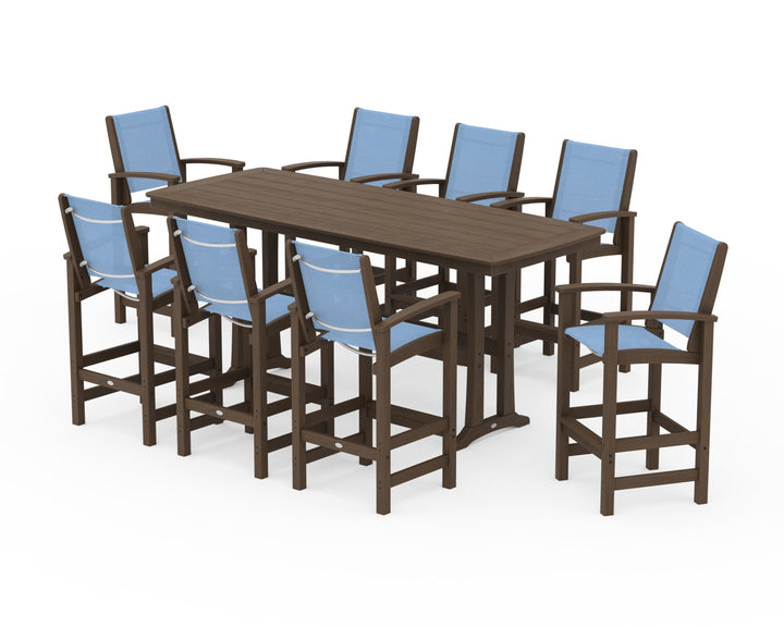 POLYWOOD® Coastal 9-Piece Bar Set with Trestle Legs