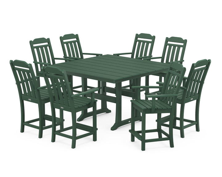 Country Living Cottage 9-Piece Square Farmhouse Counter Set with Trestle Legs