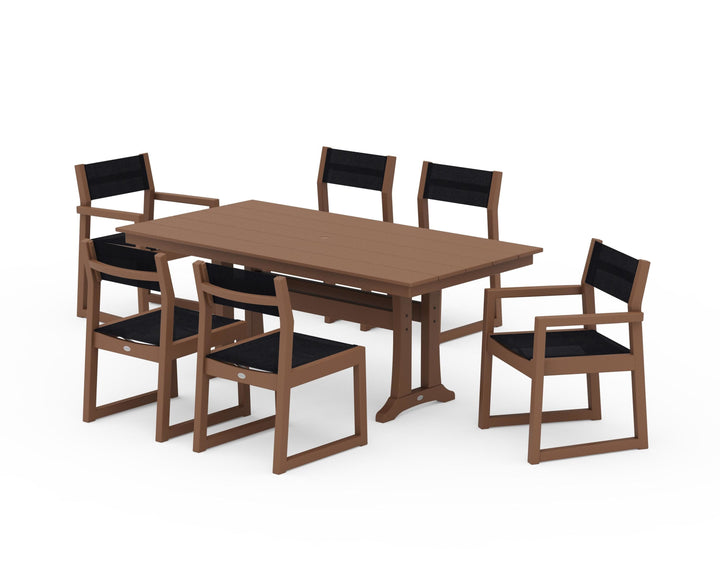 POLYWOOD® EDGE Sling 7-Piece Farmhouse Trestle Dining Set