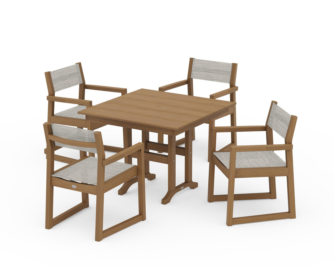POLYWOOD® EDGE Sling Arm Chair 5-Piece Farmhouse Dining Set