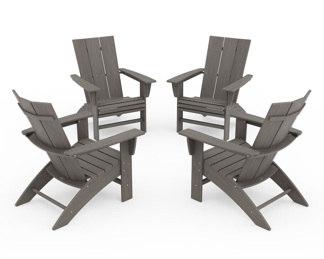 POLYWOOD® 4-Piece Modern Curveback Adirondack Conversation Set