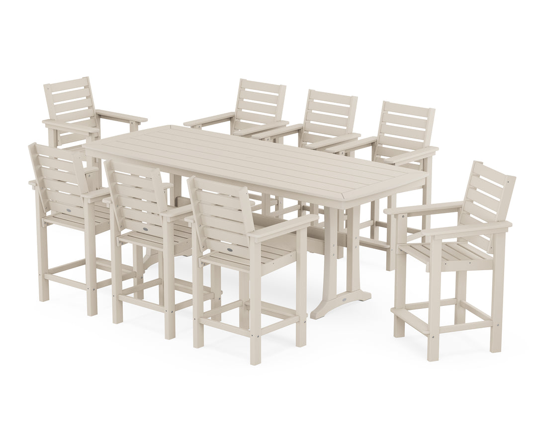 POLYWOOD® Captain 9-Piece Counter Set with Trestle Legs