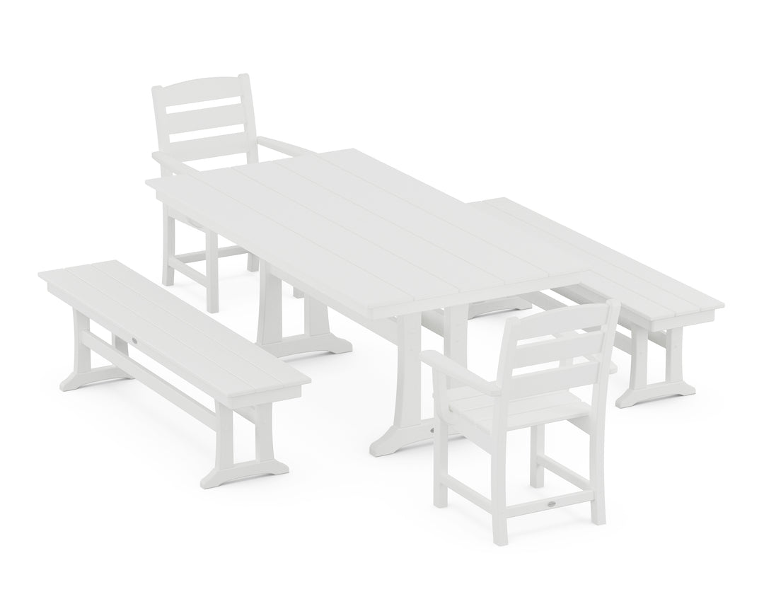 POLYWOOD® Lakeside 5-Piece Farmhouse Dining Set With Trestle Legs