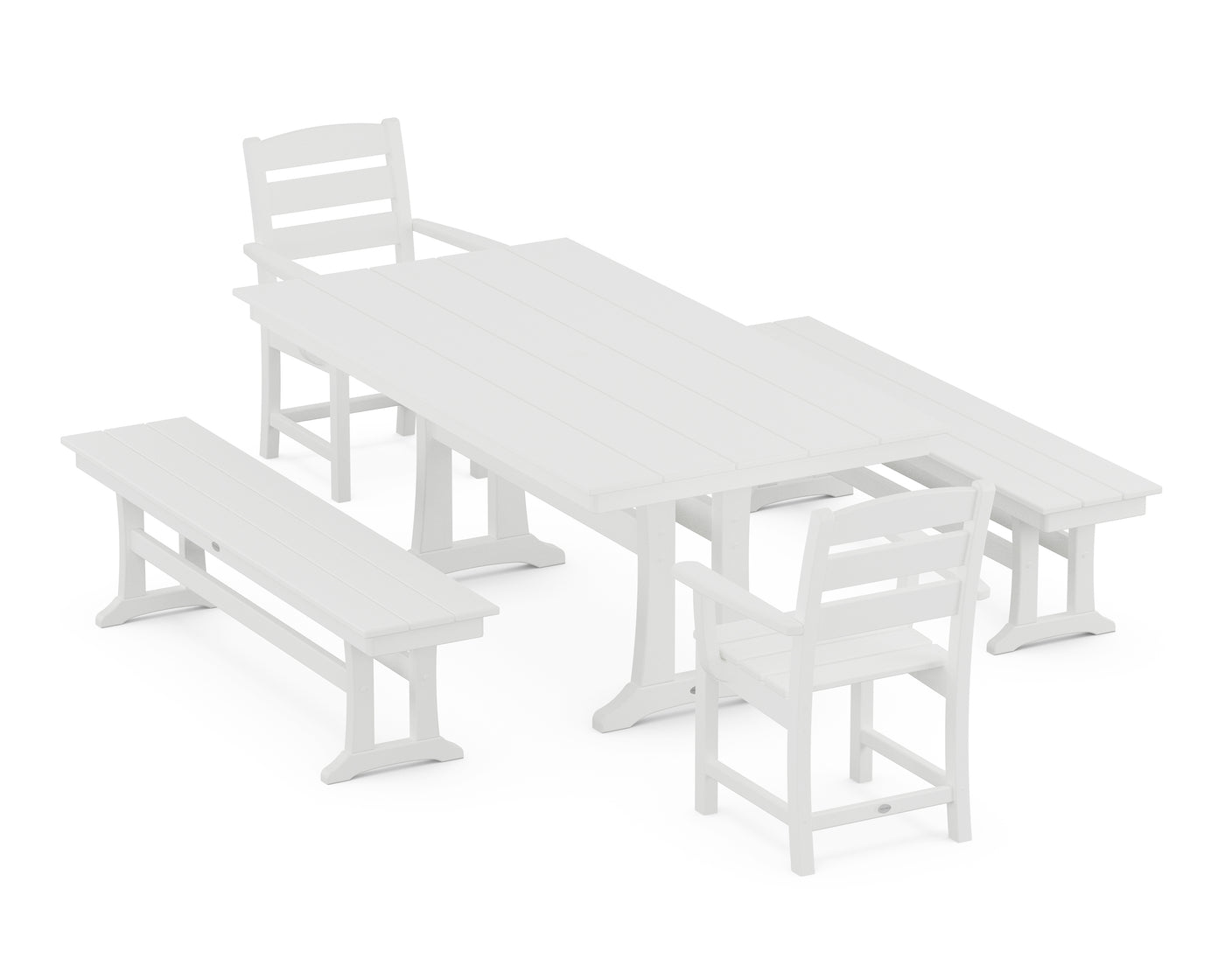 Lakeside 5-Piece Farmhouse Dining Set With Trestle Legs