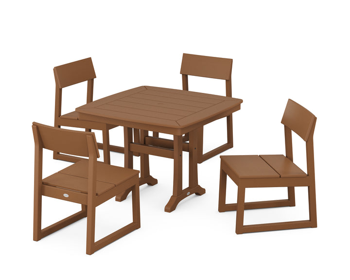 POLYWOOD® EDGE Side Chair 5-Piece Dining Set with Trestle Legs