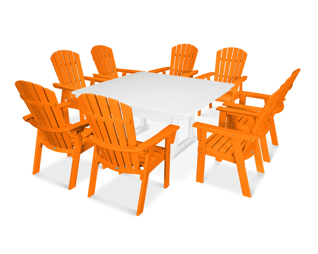 POLYWOOD® Nautical Adirondack 9-Piece Trestle Dining Set