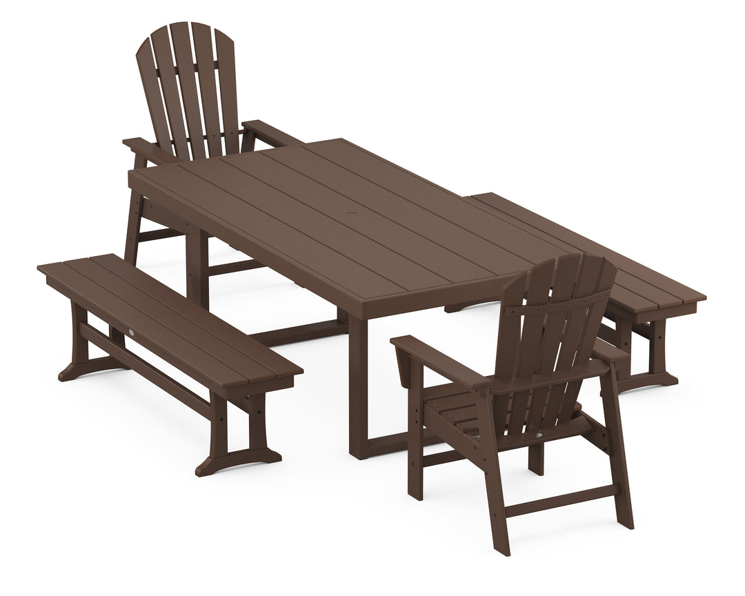 POLYWOOD® South Beach 5-Piece Dining Set with Benches