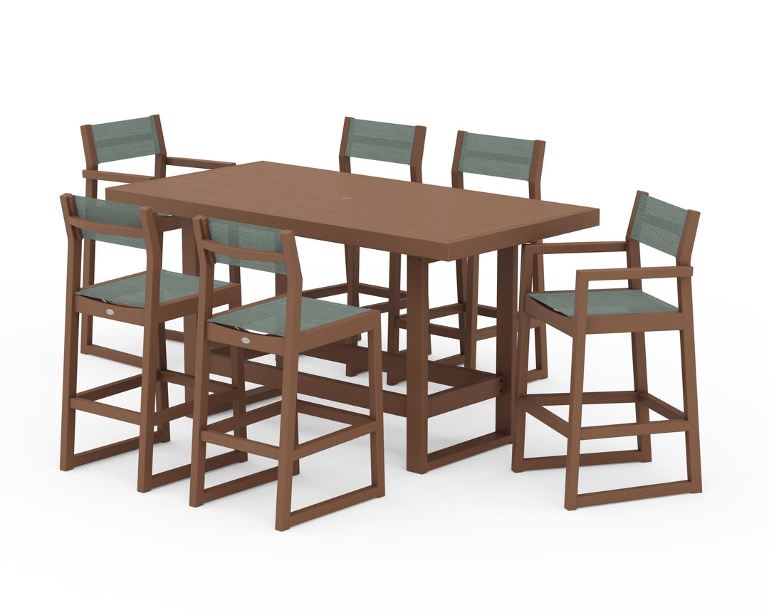 POLYWOOD® EDGE Sling 7-Piece Bar Table Set
