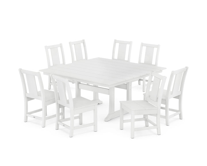POLYWOOD® Prairie Side Chair 9-Piece Square Farmhouse Dining Set with Trestle Legs