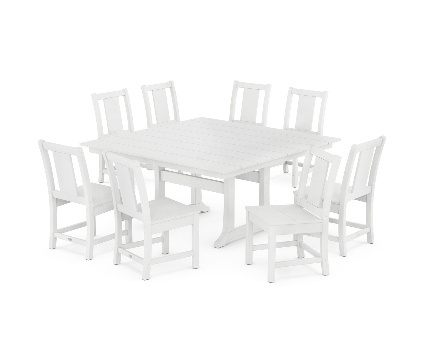 Prairie Side Chair 9-Piece Square Farmhouse Dining Set with Trestle Legs