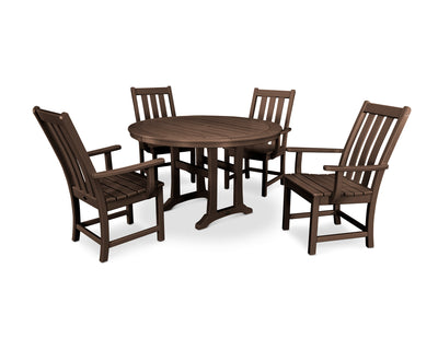 Vineyard 5-Piece Round Dining Set with Trestle Legs