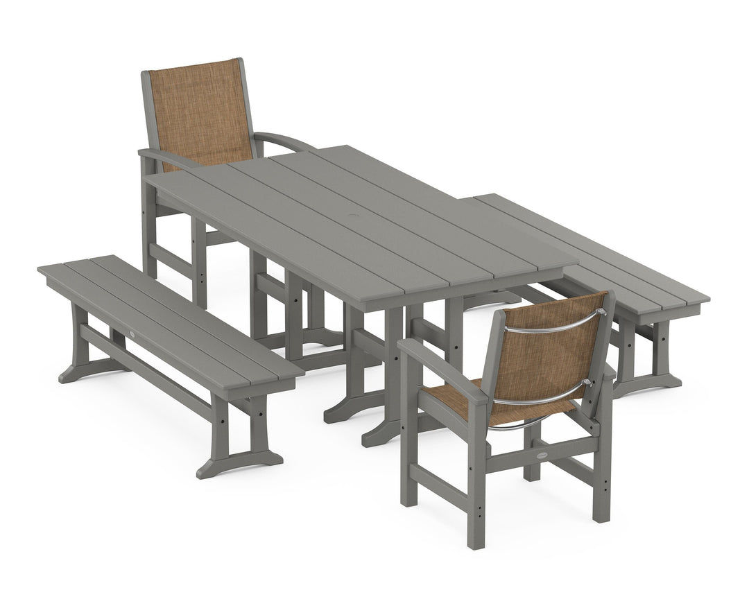 POLYWOOD® Coastal 5-Piece Farmhouse Dining Set