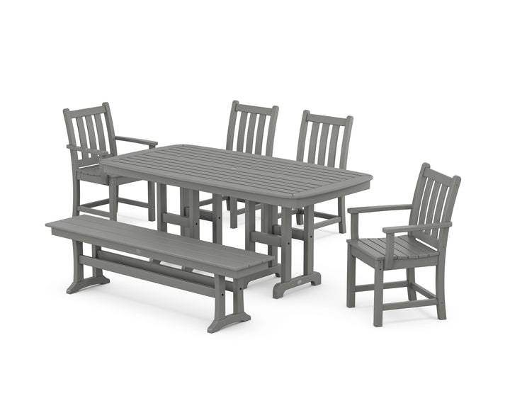 POLYWOOD® Traditional Garden 6-Piece Dining Set with Bench