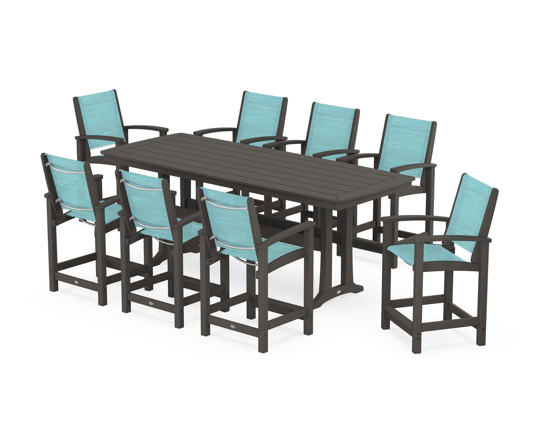 POLYWOOD® Coastal 9-Piece Counter Set with Trestle Legs