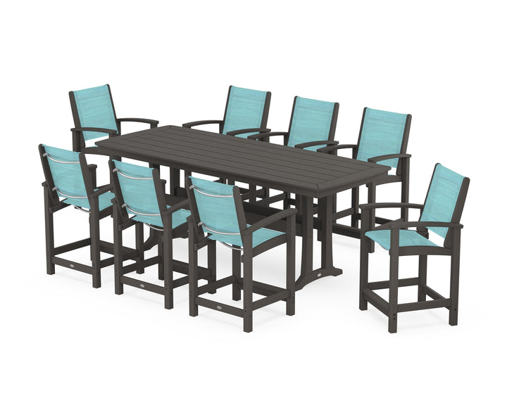 POLYWOOD® Coastal 9-Piece Counter Set with Trestle Legs