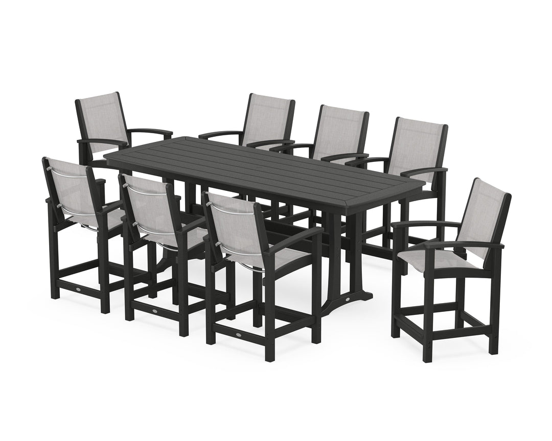 POLYWOOD® Coastal 9-Piece Counter Set with Trestle Legs