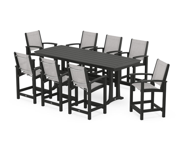 POLYWOOD® Coastal 9-Piece Counter Set with Trestle Legs