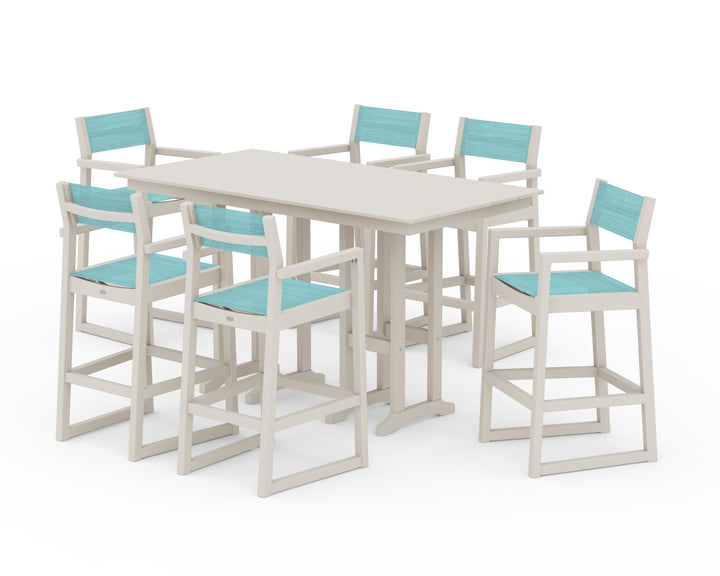 POLYWOOD® EDGE Sling Arm Chair 7-Piece Farmhouse Bar Set