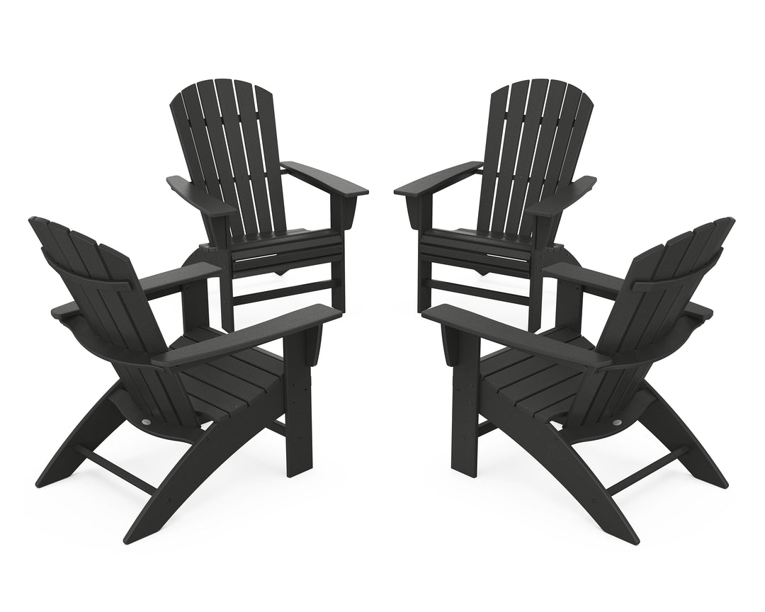 POLYWOOD® 4-Piece Nautical Curveback Adirondack Chair Conversation Set