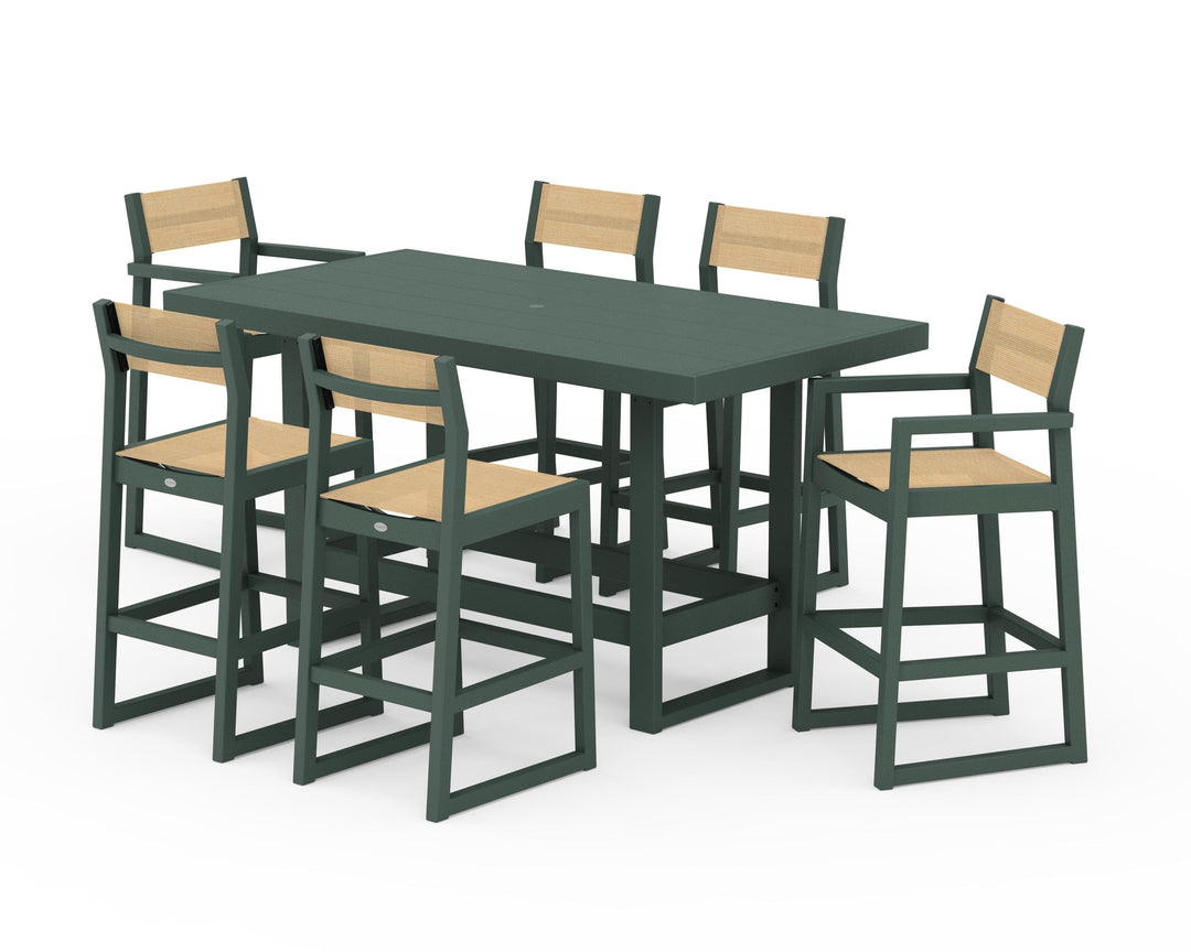 POLYWOOD® EDGE Sling 7-Piece Bar Table Set