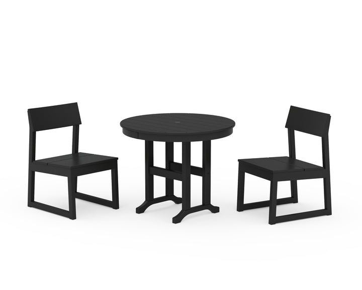 POLYWOOD® EDGE Side Chair 3-Piece Round Dining Set