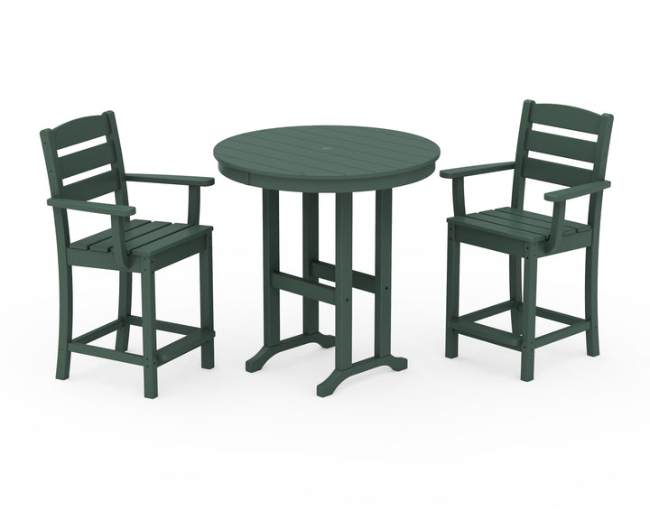 POLYWOOD® Lakeside 3-Piece Round Farmhouse Arm Chair Counter  Set