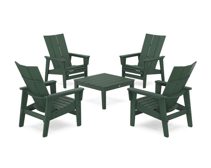POLYWOOD® 5-Piece Modern Grand Upright Adirondack Chair Conversation Group