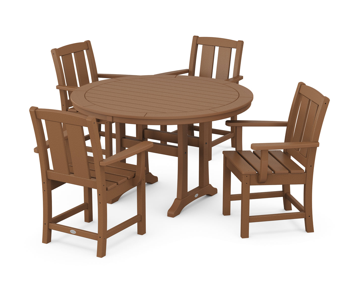 Mission 5-Piece Round Dining Set with Trestle Legs