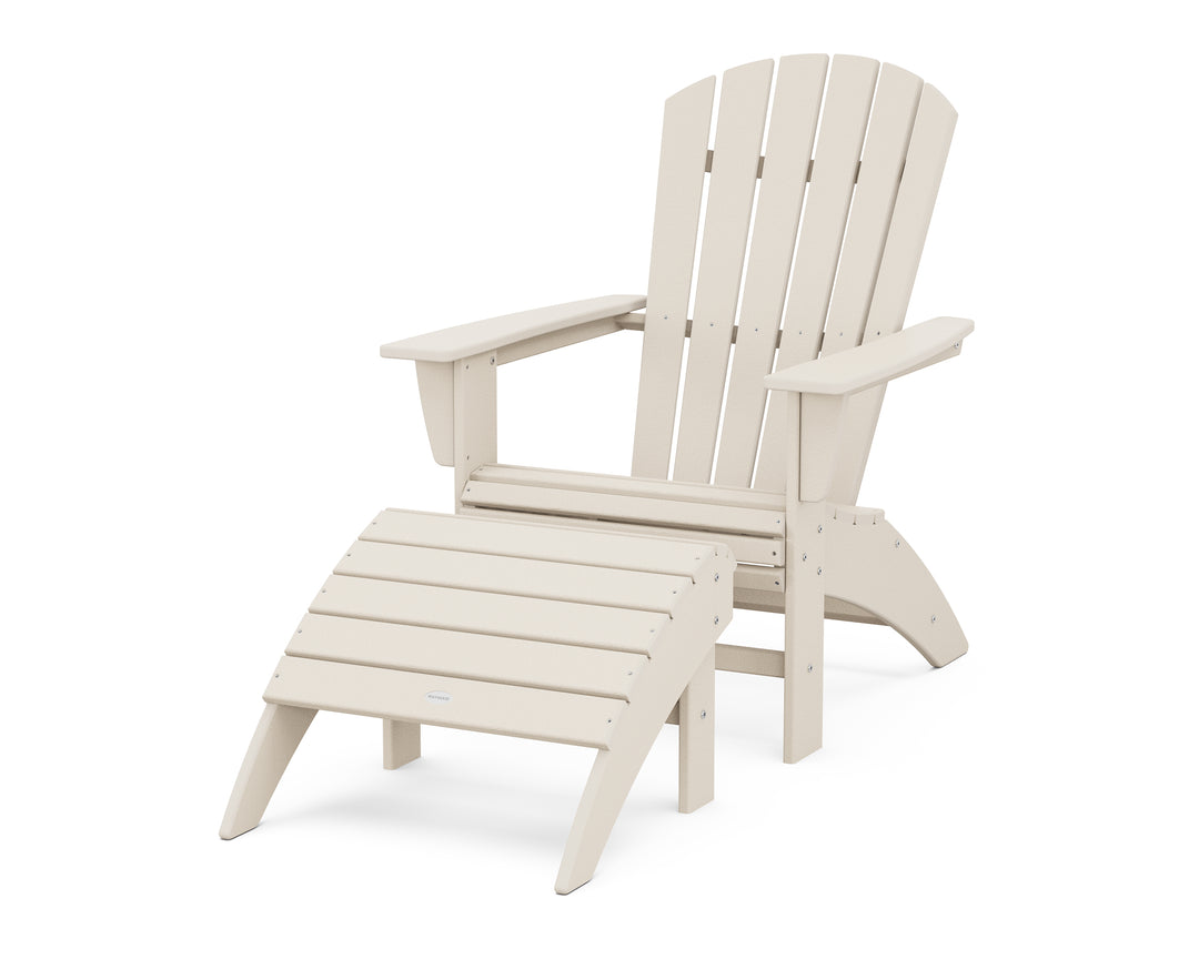 POLYWOOD® Nautical Curveback Adirondack Chair 2-Piece Set with Ottoman