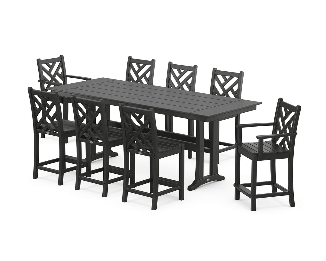 POLYWOOD® Chippendale 9-Piece Farmhouse Counter Set with Trestle Legs