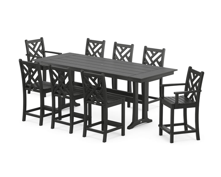 POLYWOOD® Chippendale 9-Piece Farmhouse Counter Set with Trestle Legs