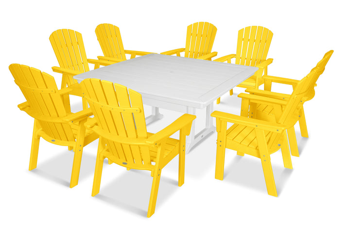 POLYWOOD® Nautical Adirondack 9-Piece Trestle Dining Set