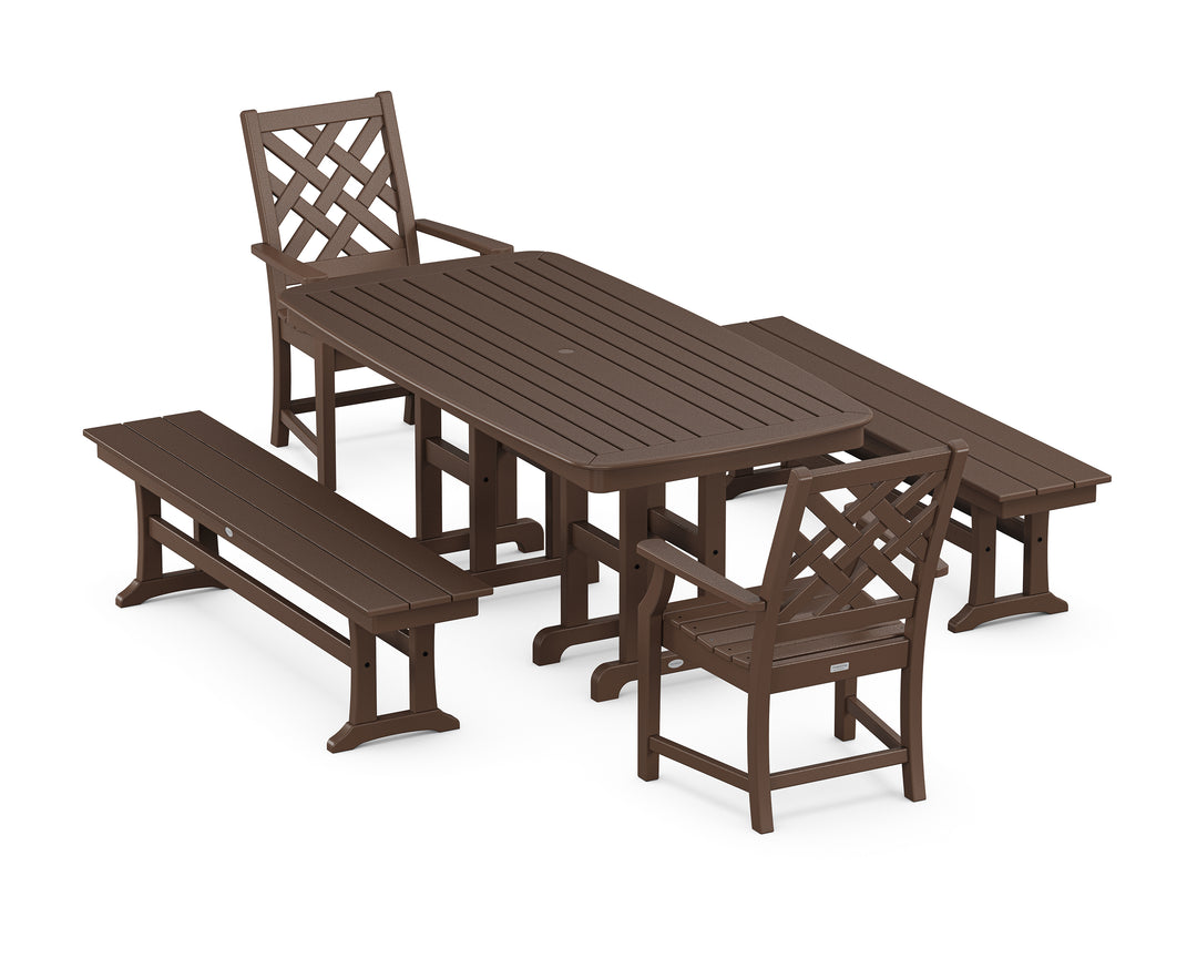 Country Living Wovendale 5-Piece Dining Set with Benches
