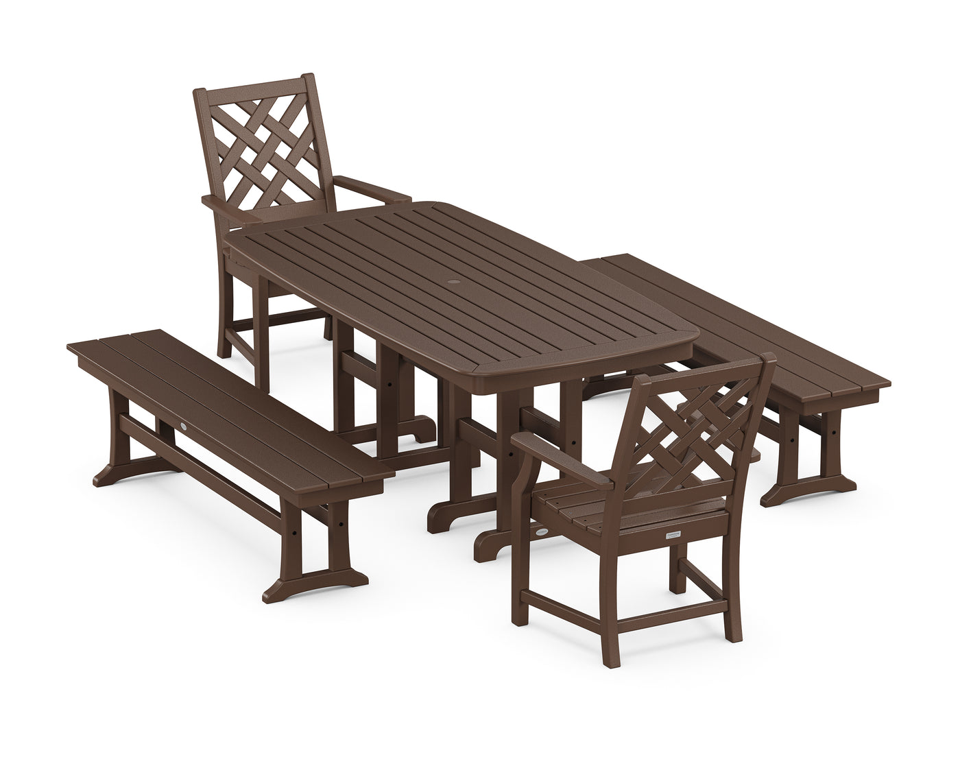 Wovendale 5-Piece Dining Set with Benches