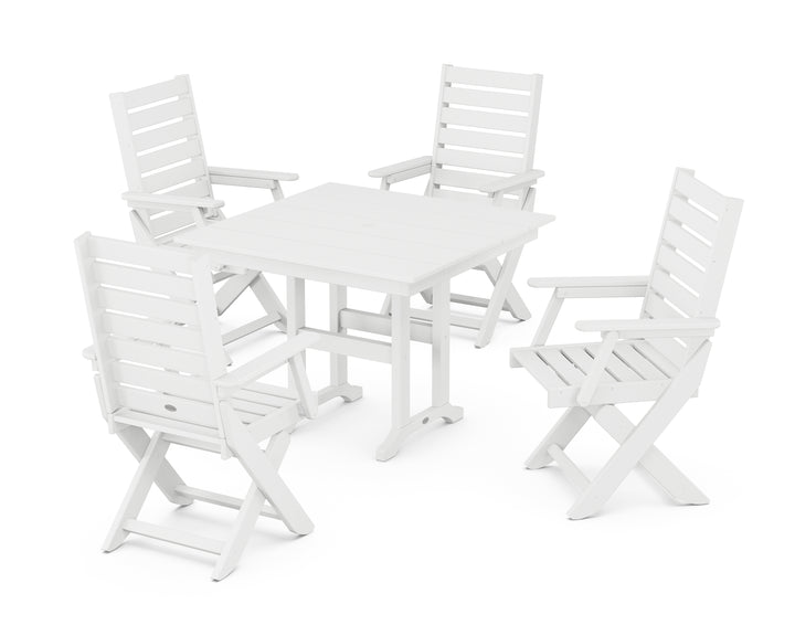 POLYWOOD® Captain Folding Chair 5-Piece Farmhouse Dining Set