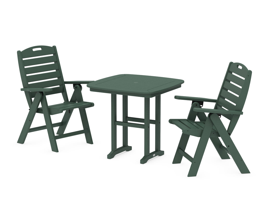 POLYWOOD® Nautical Folding Highback Chair 3-Piece Dining Set