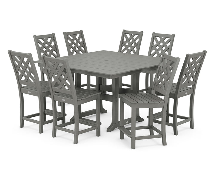 Country Living Wovendale Side Chair 9-Piece Square Farmhouse Counter Set with Trestle Legs